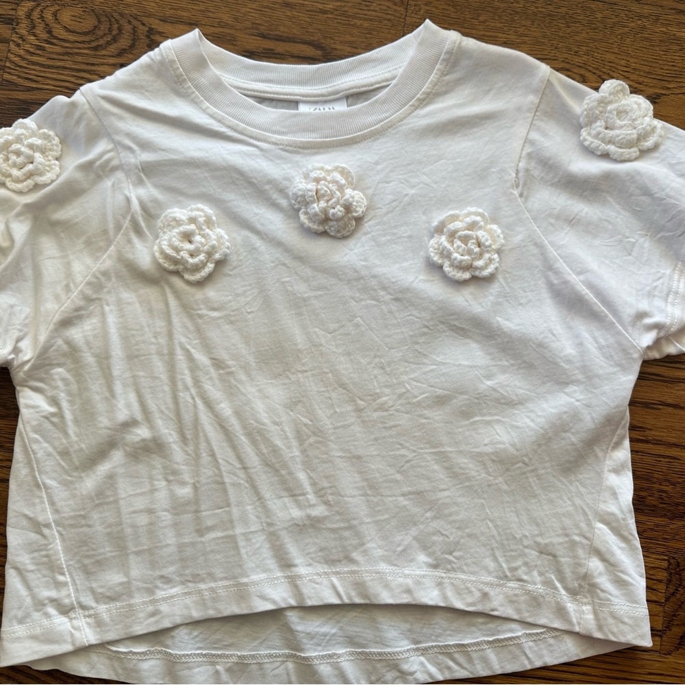 White Floral Kids Top